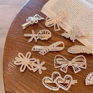 Kẹp tóc mái đính pha lê châu trắng tiểu thư sang chảnh thời trang K86N