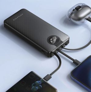 TG Awei P133K 10000mAh Portable Fast Charging Power Bank LED Power Display with 4 Self Contained Cable Power Supply