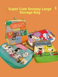Extra Large Snoopy Embroidered Coin Purse Womens Cartoon Cute Makeup Bag Student Storage Bag Ladies Oxford Cloth Storage Pouch