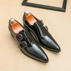 NUDANLAI | Shiny Soft Leather Mens Dress Shoes Large Size Heeled