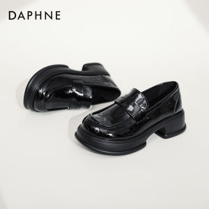 Daphne Thick Heel Loafers Womens British Style Autumn Winter Shoes JK Single Shoes College Style Flats Fashionable round Toe