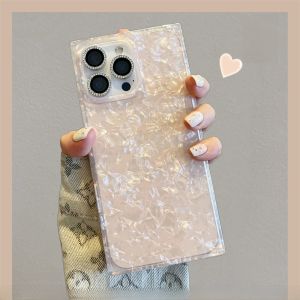 Elegant Square Abalone Pattern Silicone Phone Case for  15 16 pro Max 14 Unique High-End 13 Trendy Female 12 Internet Famous