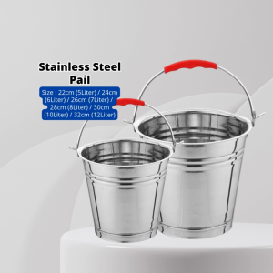 YU Ready Stock Stainless Steel Ice Bucket / Thick Ice Container for Champagne Wine Beer Cooler Home Bar / Pail / Barrel / Water Bucket / Tong Air