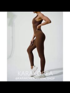 KARAKOREA A001 Premium Womens Yoga Ribbed Tank Top Jumpsuit Gym Sleeveless One Piece Exercise Jumpsuits/Korset Panjang Olahraga Bodysuit Full body
