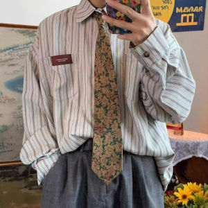 Áo Sơ Mi Nam Dài Tay Phong Cách Nhật Bản Cổ Điển Cityboy Áo Sơ Mi Kẻ Sọc Thường Ngày Áo Lót Phong Cách Hồng Kông INS Áo Sơ Mi Nam