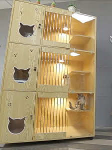 GreenPets Indoor Solid Wood Multi Layer Pet Shop Display Cat Villa Cage Cabinet House Breeding Cabine