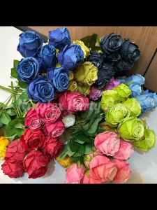 Lover Rose 7 Stem Artificial Flowers Rose Twotone Color Gradient Baking Edge Dried Home Wedding Decoration Decorative