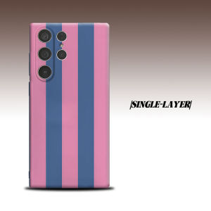 pink blue vertical stripe For Samsung Galaxy S26 S25 S24 A56 A36 Dual Layer Luxury Fashion Full Lens Protective Case