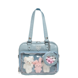 Cute British Style Jk Shoulder Bag Large Capacity Casual Commuter Durable PU Leather Candy Color Zipper Closure Square Shape