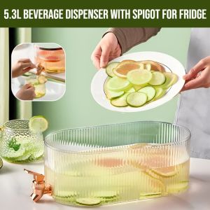 5.3l Beverage Dispenser With Spigot For Fridge Cold Kettle With Faucet High Temperature Resistance Fridge Beverage Rugged