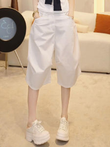 Shalldoer | Retro Korean Style Five-Point Workwear Casual Pants Womens Summer Fashion Hong Kong Style Design Wide Leg Mid-Length Trousers