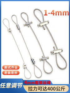 Wire Sling Locking Hub 304 Stainless Steel Wire Rope Hanging Tag Safety Hook Button Lock Lanyard
