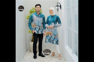 Batik Couple Pasangan Keluarga Ayah Ibu Anak Laki Suami Istri Sepasang Modern Mewah Ayam Tosca