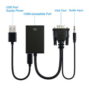 VGA To HDMI Cable Converter Adapter 1080P VGA Male To HDMI Female With Audio Input Video Converter