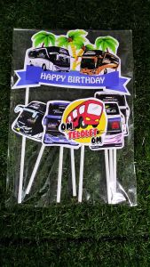 Topper cake Bus telolet Basuri hiasan kue Aksesori Kue Untuk Usia 0-12 Tahun Dekorasi Kue Ulang Tahun Hiasan Pesta Tema Bus - Lazada