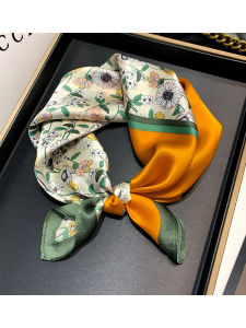 Khăn Choàng Lụa Hoa Xanh Mới 2025 Cho Nữ Mùa Xuân Thu Đa Năng 53cm Hình Vuông Nhỏ Đa Năng Cho Phụ Nữ