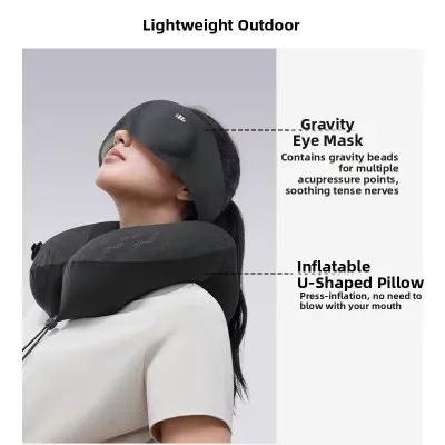 Beneunder | Portable Inflatable U-Shaped Neck Pillow Banana Leaf Press Air Travel Pillow High Speed Railway Aircraft Companion Cushion