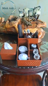 069 - Ống Đựng Đũa Muỗng - Màu : Nâu gỗ -  Nhựa bền lớn-069 khay dua nhà hàng quan ăn đồ dùng