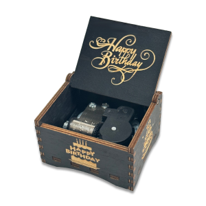Wooden music box creative spring music box laser engraving gift giveaway stall toy display solid wood music box