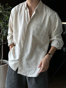 DAVID&ME | Vintage Solid Color Linen Cotton Long Sleeve Shirt