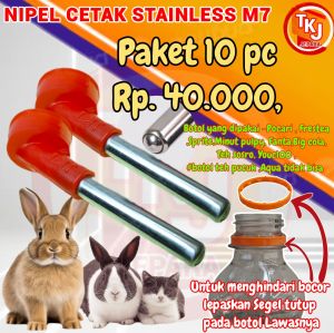 nipel minum kelinci cetak stainless m7 paket 10 pc nipple niple DOT kelinci kucing hamster musang kualitas mantap