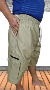 GermanImportMen trung niên thường ngày cotton pha quần short phiên bản rộng rãi màu sắc tinh khiết phong cách có khóa kéo Flap Pocket quần