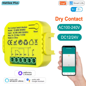 Dry Contact SPDT Tuya Smart WiFi Switch Relay Module Timer App Remote Control 5A DC12V 24V AC100-240V Support Alexa Google Home