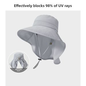 BILLI ZILLY | Womens Fishing Cap Summer New Large Brim UV Protection Sun Hat Cycling Neck Protection Shade Sunscreen Cap Casual Style Adjustable Round Top