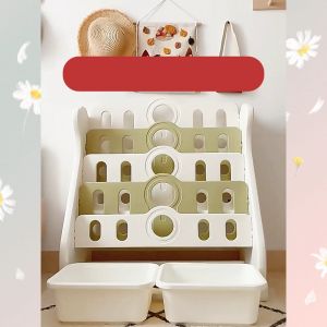 N0036 ชั้นวางหนังสือ 4 ชั้นพร้อมกล่องเก็บของ ชั้นวางอเนกประสงค์ เก็บของเล่นได้ ติดตั้งง่าย แข็งแรง