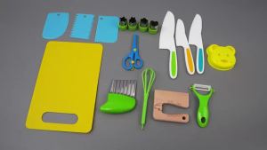 Kids Cooking Cutter Set Montessori Toy Safe Kitchen Knife Set for Kid Age 3-12 Birthday New Year Gifts Little Chef Cooking Tools