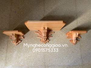 Bộ bàn thờ thiên chúa mẫu lúa mì | kệ gỗ công giáo treo tường ( chưa có tượng )