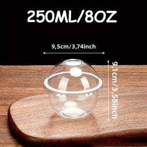 Bộ 50 Cốc Ăn Tráng Miệng Có Nắp Đậy 250/360/500ML Nhựa Kem Mousse Hộp Đựng Bánh Pudding Cho Tiệc Dã Ngoại Đóng Gói