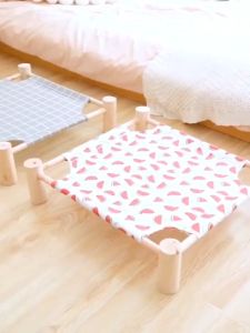 เตียงนอนไม้ครบชุด สำหรับสัตว์เลี้ยง ที่นอนแมวอุปกรณ์สัตว์เลี้ยง เปลนอนสำหรับสัตว์เลี้ยง