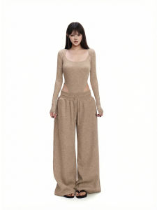 withmin | Bộ Áo Cardigan & Quần Culottes Đa Năng Màu Xám Mới Xuất Bản Mùa Xuân