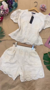 🌷 MyDu Shop | MS 2750 – Bộ Đồ Màu Kem Vải Thêu Nhẹ Dễ Phối & Cực Kỳ Trẻ Trung 🌷