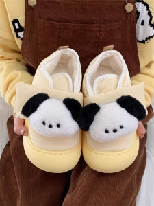 Cute Dog Pattern Cotton Shoes with Magic Tape Casual Style Womens Outdoor Winter Sneakers Flat Bottom round Toe EVA Outsole