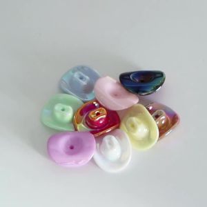 10pcs 34x28.5mm Cowboy Hat Acrylic Beads Plated Color Loose Beads For Jewelry Making DIY Necklace Bracelets Keychain Accessories