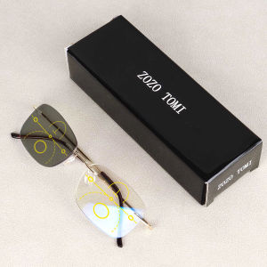 Progressive Multifocal Reading Glasses Photochromic Light and Frameless Suitable for Men and Women +100-+400