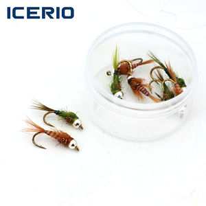 ICERIO #14 #16 Brass Bead Head Hares Ear Nymph – Fast Sinking Mayfly Imitation for Trout Grayling & Bass Barbed Wet Fly Hook