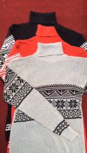 Sweater Rajut | Switer Rajut | Sweter Rajut Kerah Panjang | Switer Turtleneck Motif (Free Headset)