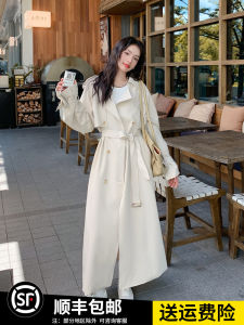Creamy-white High-End Famous Brand Elegant Ladies Trench Coat Autumn New Arrival Casual British Style Long below-the-Knee Coat Outwear