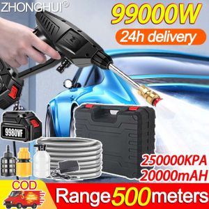 🔥Can shoot up to 500 meters🔥ZHONGHUI portable water pressure washer 24V lithium battery household high power 250000kpa car wash High power send a spree 6000W ultra-high water pressure can be used on the 10th floor  carwash preasure  for gun sprayer
