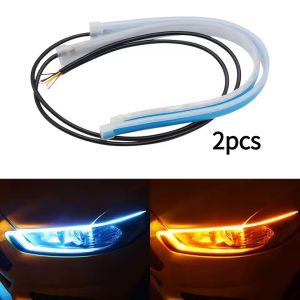 2 PCS DRL Car Flexible LED Daytime Running Lights Turn Signal Lamp Headlight Waterproof 30cm 45cm 60cm White Ice blue Yellow Blu