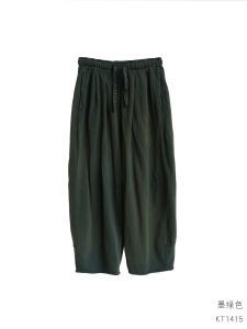 JiJian Original Design Spring Summer Elastic Waist Wide Leg Pants Loose Vintage Cotton 100% Casual Trousers High Waist Long Pants