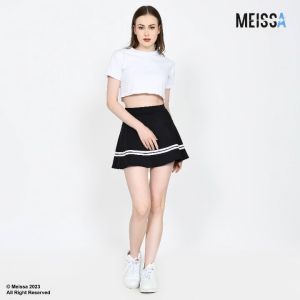 MEISSA - Rok Korea Rok Tennis Rok Payung Scuba Rok List Merah Hitam Putih Kasual Olahraga