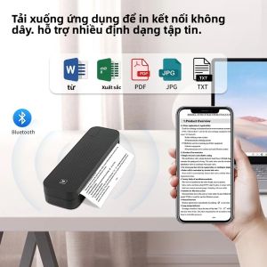 Máy In Nhiệt Không Mực A4 Di Động Máy In Tài Liệu Cuộn Giấy Bluetooth Cho Văn Phòng Tại Nhà - Hỗ Trợ PDF Excel Word