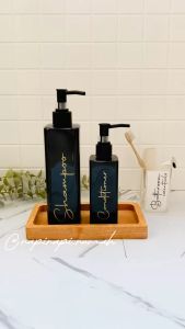 SHIKA - Botol Sabun Mandi Kotak Body Hitam Pump Hitam Clip 500 ml 250 ml