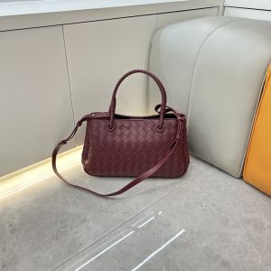 B-Home Handwoven Genuine Leather Womens Bag Fashionable Underarm Basket Large Capacity Ladies Handbag Soft Handle British Style