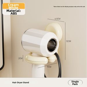 Suction Wall Mounted Hair Dryer Storage Rack Plastic