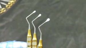 PIORPOY 1Pc Dental Golden Handle Curette Scaler Implant Stainless Steel Oral Appliance Scraper With Teeth Dental Tools Dropship